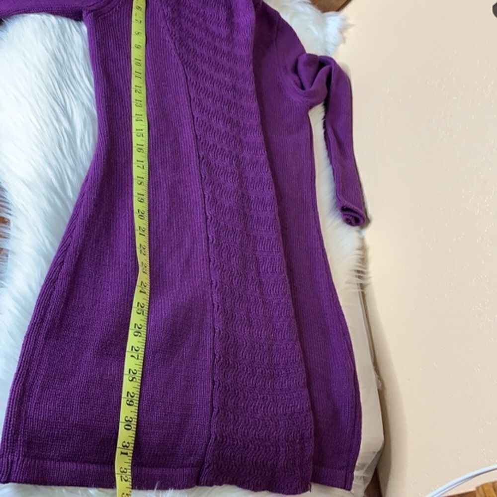 Leo & Nicole Purple Open Front Knit Cardigan Size Small - Picture 7 of 8